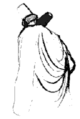 Kissing the hand of the shaikh; 3K. Illustration by Ingrid Schaar.
